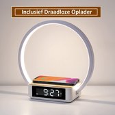 4 in 1 Wake up light | Digitale wekker met Draadloze Oplaadfunctie | Touch Control | Dimbare Leeslamp en Nachtlamp | Voor Slaapkamer en Woonkamer