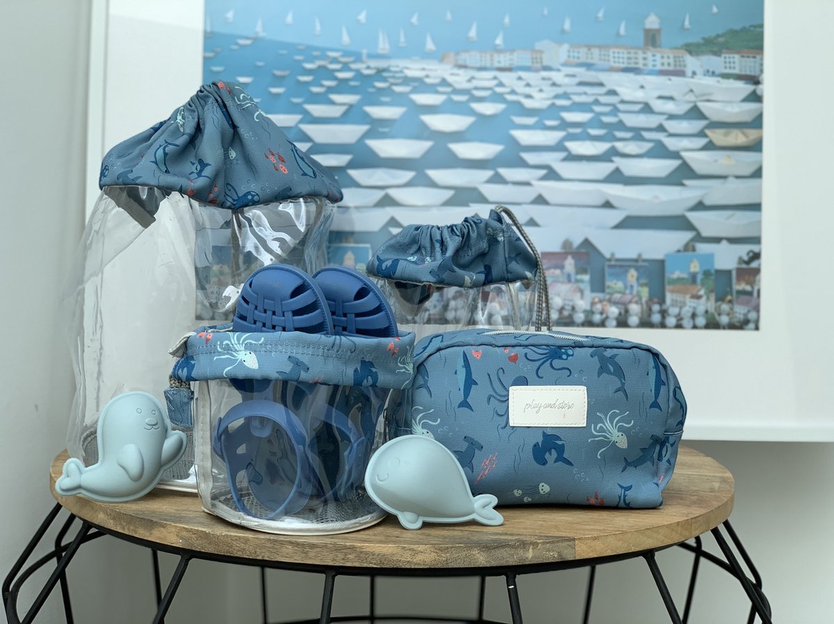Play & Store opbergtas/ strandtas sharks groot