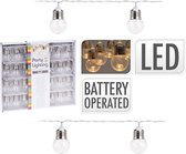 Feestverlichting - 30 LED Bolletjes 4 cm - 4.50 meter - Warm wit - op Batterijen