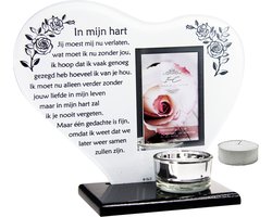 Waxinehouder In Memoriam met gedicht In mijn hart...,Fotolijst In Memoriam, In Memoriam, overlijden,overleden,herdenken,