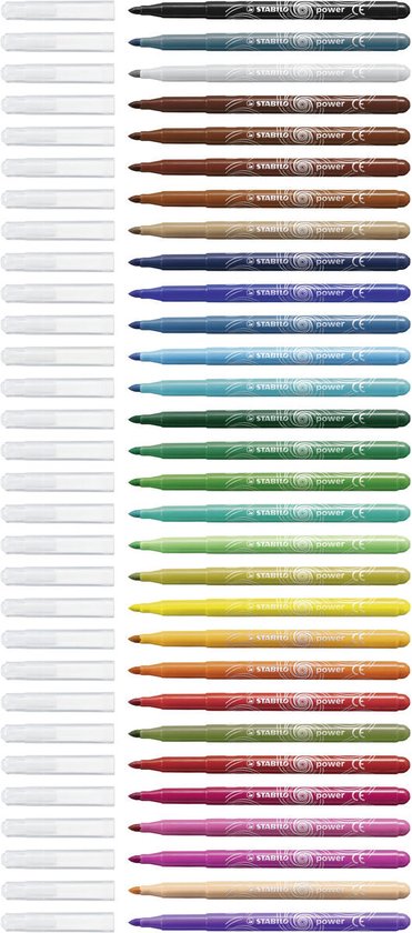 STABILO Power - Viltstift - Tot 8 Weken Zonder Dop - Etui Met 30 Kleuren