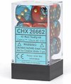 Afbeelding van het spelletje Chessex Gemini Red-Teal/gold D6 16mm Dobbelsteen Set (12 stuks)