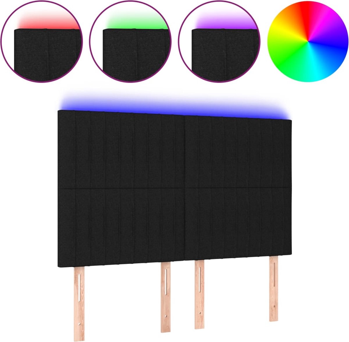 vidaXL-Hoofdbord-LED-144x5x118/128-cm-stof-zwart