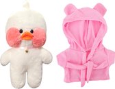 Klikkopers® - Paper Duck knuffel - Roze Badjas - 30 cm - Paper Duck - Lalafanfan - Paperduck - Witte