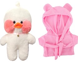 Klikkopers® - Paper Duck knuffel - Roze Badjas - 30 cm - Paper Duck - Lalafanfan - Paperduck - Witte