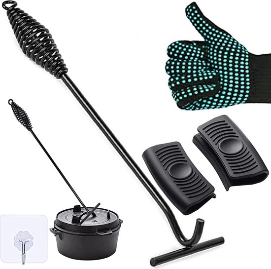 Deksellifter Dutch Oven deksellifter BBQ deksellifter voor camping grill keuken accessoires voor Hollandoven, potjie, ketel, potten, 26 cm