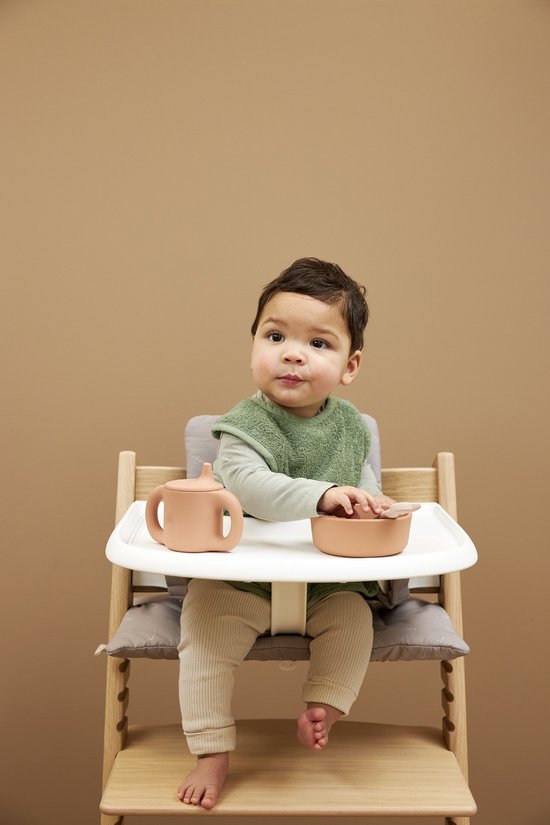 Meyco Baby Uni slab - 3-pack - badstof - offwhite/soft green/forest green van Meyco Baby — afbeelding 2