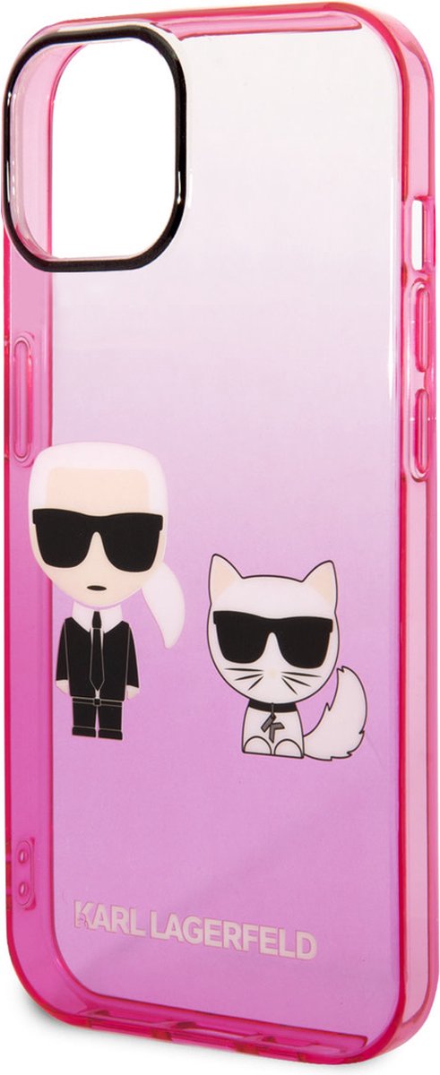 Karl Lagerfeld iPhone 14 Polycarbonaat;TPU Transparante Roze Back Cover Telefoonhoesje - Bescherm je Telefoon!