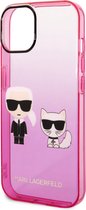 Karl Lagerfeld iPhone 14 Polycarbonaat;TPU Transparante Roze Back Cover Telefoonhoesje - Bescherm je Telefoon!