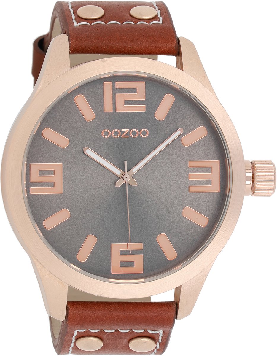 OOZOO Timepieces Polshorloge - C1106 - Cognac-Grijs - 51 mm