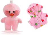 Klikkopers® - Paper Duck Knuffel - Roze Hoodie met Vormpjes - 30 cm - Paper Duck - Lalafanfan - Paperduck - Roze