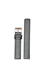 bracelet de montre-20mm-cuir véritable-noir-droit-souple-cousu-plat-20 mm