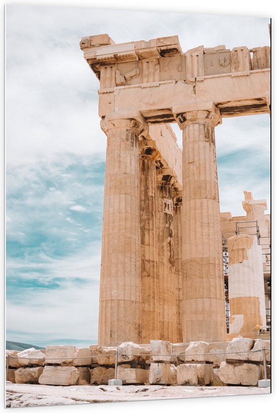 PVC Schuimplaat- Deel van Parthenon in Athene, Griekenland - 100x150 cm Foto op PVC Schuimplaat
