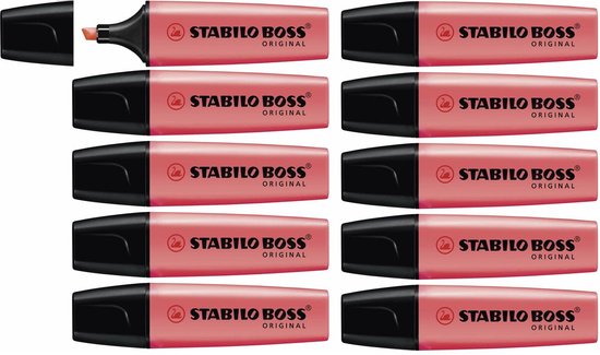 Doos met 10 rode STABILO BOSS ORIGINAL stiften.