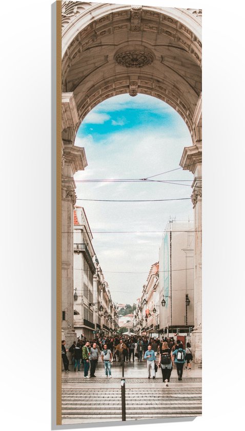 Hout - Gebouw in Lissabon, Portugal - 50x150 cm - 9 mm dik - Foto op Hout (Met Ophangsysteem)