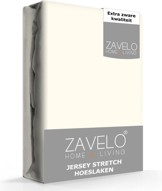 Zavelo® Jersey Hoeslaken Ivoor - Extra Breed (190x220 cm) - Hoogwaardige Kwaliteit - Rondom Elastisch - Perfecte Pasvorm