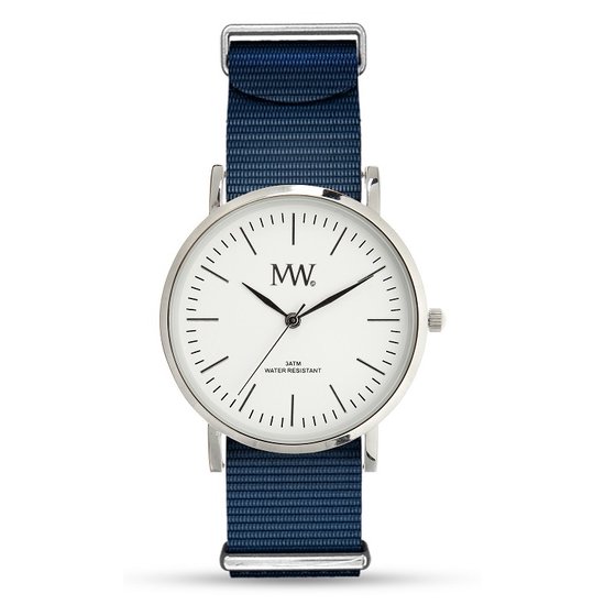 Meyewatch Nato Flat Style horloge SR incl. verwisselbare canvas band in kleur blauw