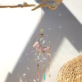 Crystal Moon Suncatcher Pink - Rose Quartz - Moon Suncatcher - Magical - Gemstone - Gemstone - Spiritual - Décoration de fenêtre