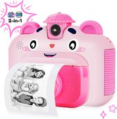 AyeKids Instant Print Kindercamera - Thermische Mini Printer - Fotoprinter - Inclusief 3 rollen & 12 Kleur Stiften - Roze