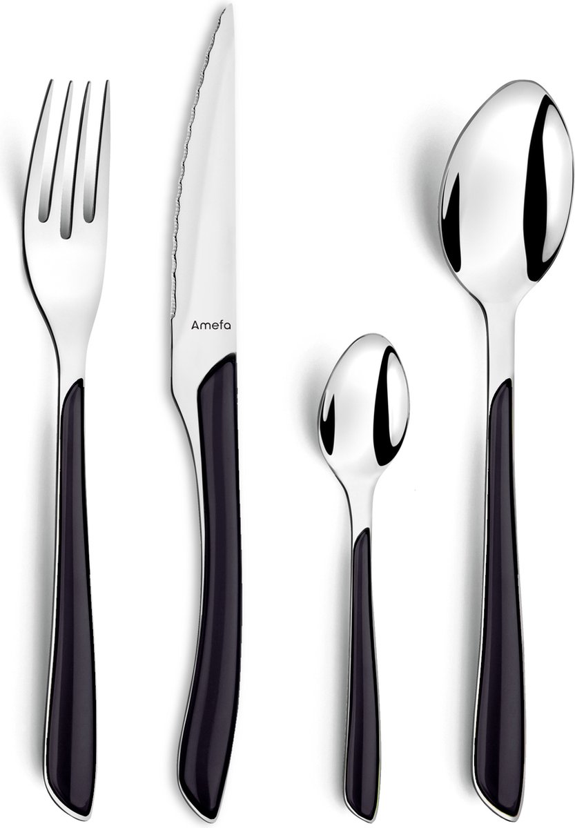 Bol.com Amefa Eclat zwart - 16 delige set - 4 persoons - zwart aanbieding