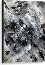 Canvas - Abstracte Verfmix van Zwart en Wit Tinten - 60x90 cm Foto op Canvas Schilderij (Wanddecoratie op Canvas)