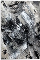 Dibond - Abstracte Verfmix van Zwart en Wit Tinten - 50x75 cm Foto op Aluminium (Wanddecoratie van metaal)
