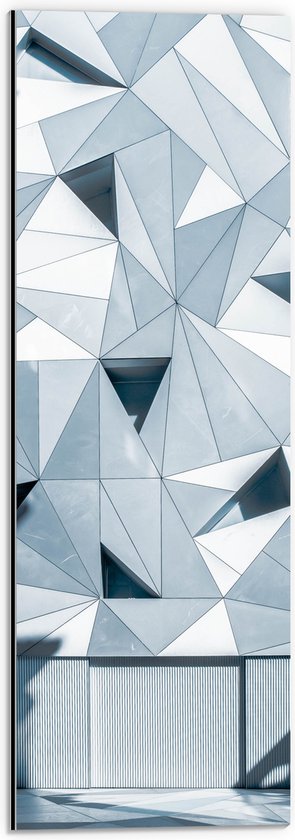 Dibond - Abstracte Muur van Grijs Gebouw - 20x60 cm Foto op Aluminium (Met Ophangsysteem)