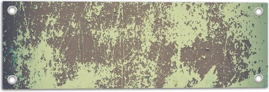 Tuinposter – Bruin met Groene Textuur op Muur - 60x20 cm Foto op Tuinposter (wanddecoratie voor buiten en binnen)