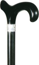 Classic Canes Houten wandelstok - Zwart - Hardhout - Nikkel ring - Lengte 92 cm - Derby handvat - Gewicht 345 gram - Diameter wandelstok 19 mm - Handgemaakt - Wandelstokken - Voor heren en dames - Wandelstok hout