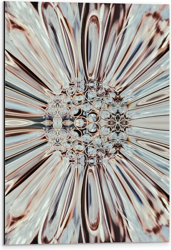 Dibond - Close-up van Kristal in Vorm van Bloem - 40x60 cm Foto op Aluminium (Wanddecoratie van metaal)