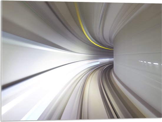 Acrylglas - Abstracte Tunnel in Grijs Tinten - 80x60 cm Foto op Acrylglas (Wanddecoratie op Acrylaat)