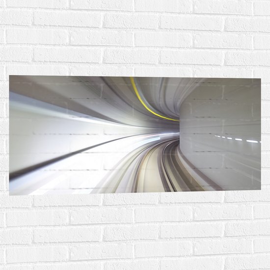 Muursticker - Abstracte Tunnel in Grijs Tinten - 100x50 cm Foto op Muursticker
