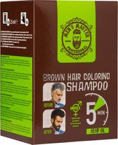 Men's Master Coloring Shampoo Brown - Bruine Semi Permanente Haarverf M/V met Natuurlijke Hennepolie - Inclusief Handschoenen - 10 zakjes x 25ML