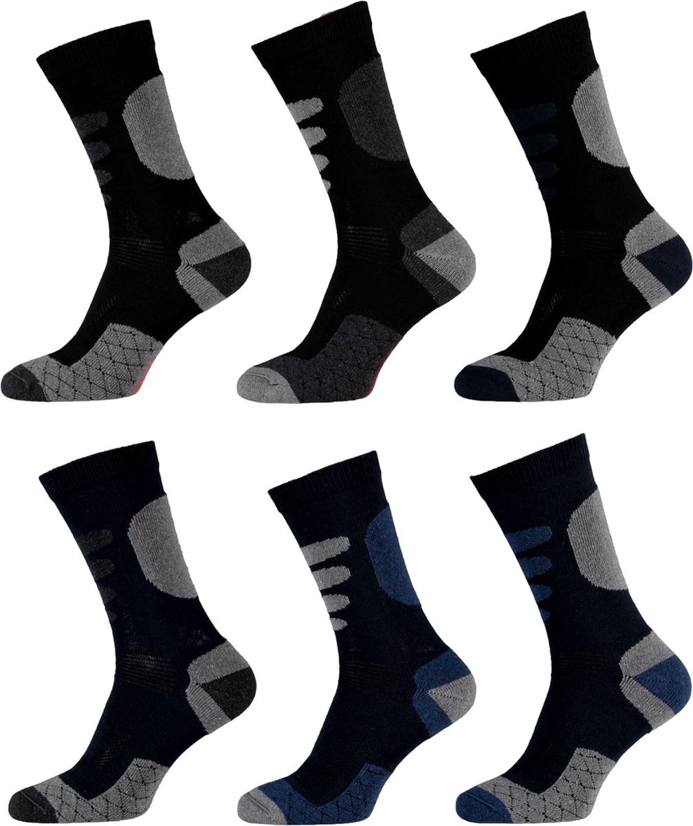 Apollo wandelsokken 6 paar assorti kleuren maat 43/46