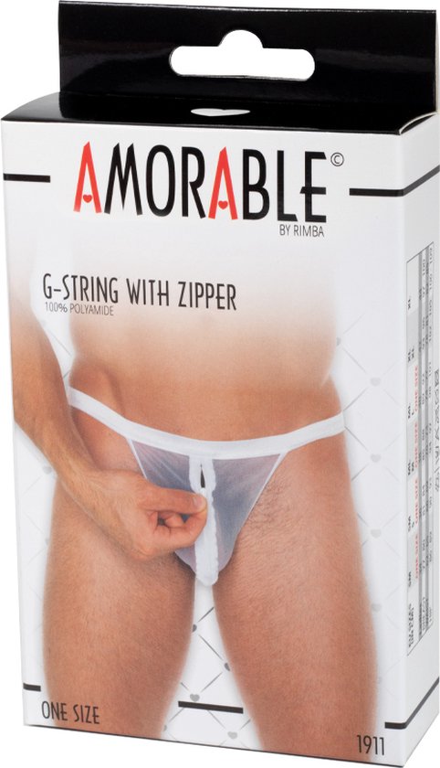 Amorable by Rimba - Erotische String Doorzichtige Witte Slip Rits Voor Heren bol.com
