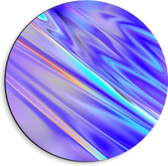 Dibond Muurcirkel - Foto van Paars met Blauwe Gloed op Folie - 40x40 cm Foto op Aluminium Muurcirkel (met ophangsysteem)
