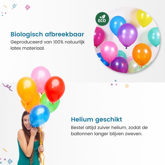 Partizzle 100 Pièces Ballons en Latex Arc-en-Ciel Colorés - Arche de Ballons - Décoration de Fête d'Anniversaire - Convient à l'Hélium - 30 CM