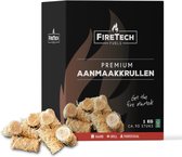 FireTech Premium Aanmaakkrullen - ca. 90 stuks 1kg - Lange Brandduur -Houtwol - Aanmaakwokkels - Aanmaakblokjes