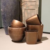 DKNC - Jardinière en métal avec plastique - 37,5x19x36 cm - Set de 4 - Marron