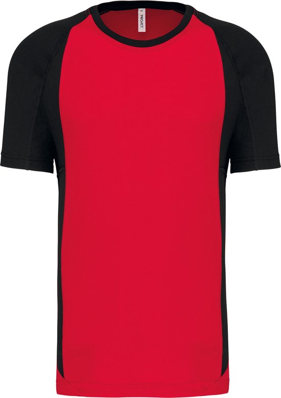 Tweekleurig sportshirt unisex 'Proact' korte mouwen Red/Black - 4XL