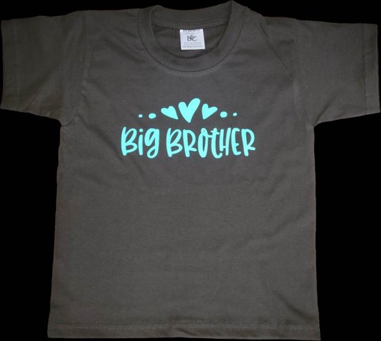 tshirt - zwangerschap - aankondiging - big brother- Zwart met blauwe opdruk - maat 98 / 104