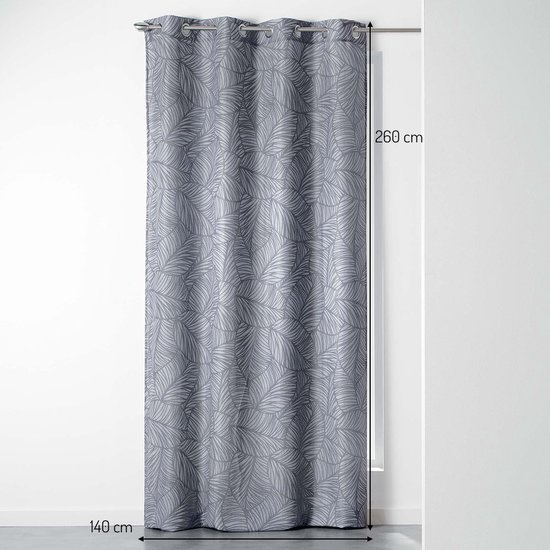 Gordijn Met Ringen 140 cm x 260 cm Lima Grey Leaves