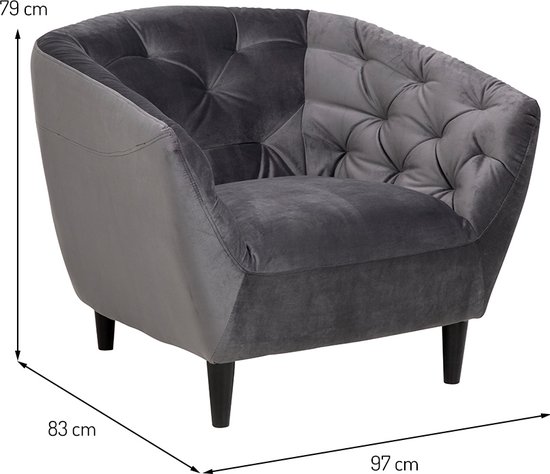 Velvet Fauteuil Salem Donker Grijs