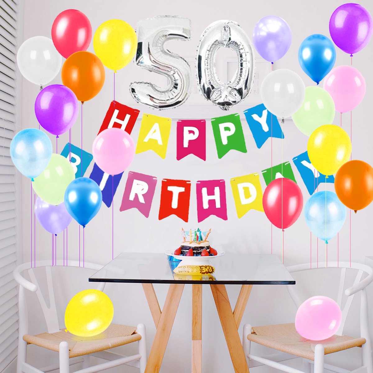 Fissaly® 50 Ans Sarah & Abraham Anniversaire Décoration Embellissement -  Ballons 