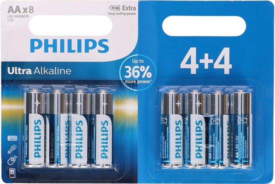 Philips ExtremeLife+ 2 Blister Batterie AA (LR6) – Ultra Alcaline Per Dispositivi Digitali, Durata 7 Anni