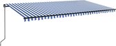 vidaXL Auvent extensible manuellement avec LED 600 x 350 cm Bleu et blanc