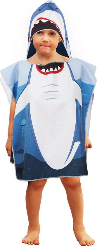 Poncho de plage enfant - requin - serviette de plage poncho enfant avec capuche - serviette de plage poncho de bain pour enfant - joli imprimé