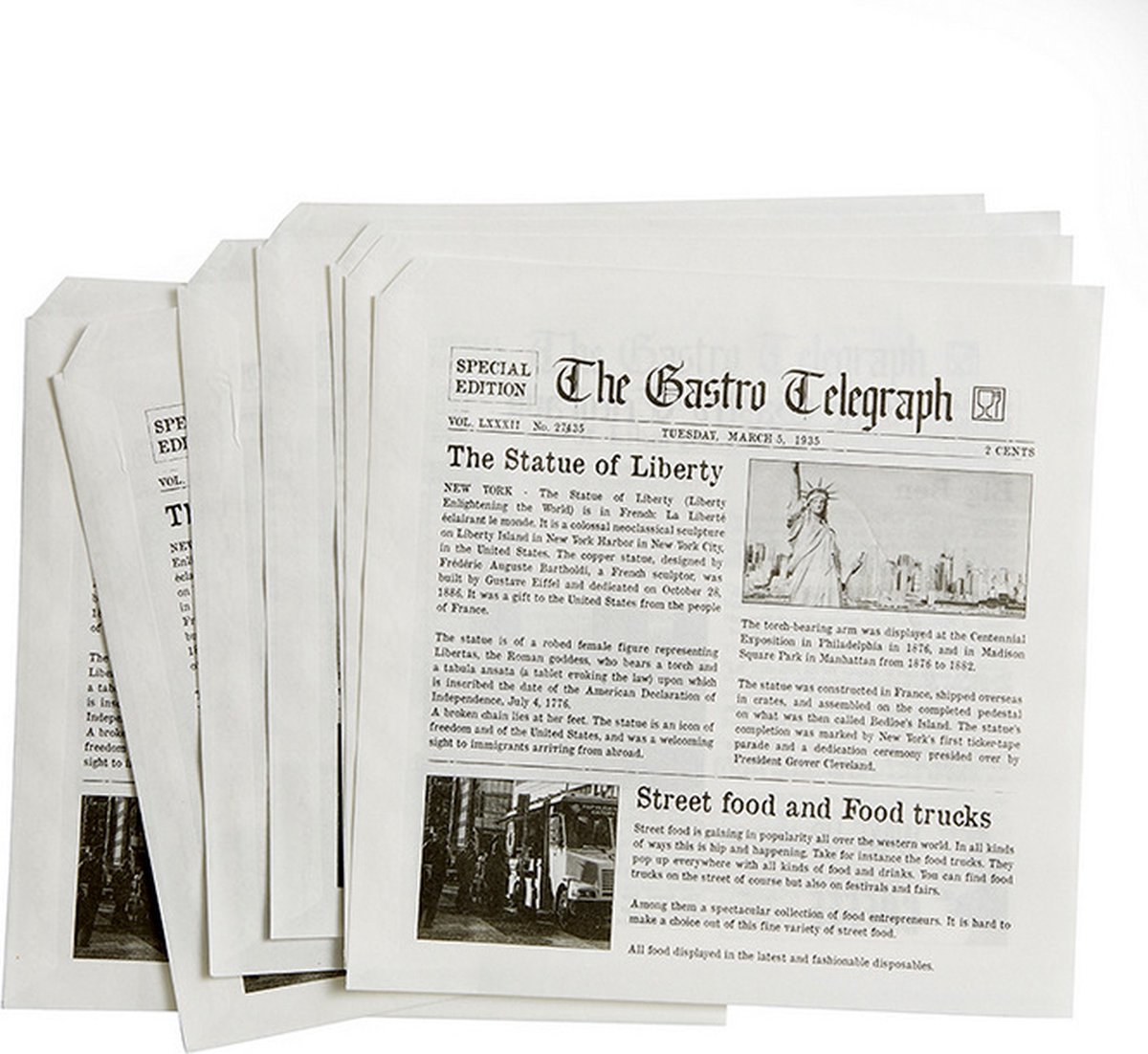 Goedkoopste Vetvrij papieren zakje News Paper 2-zijden open 170x170mm - 300 stuks