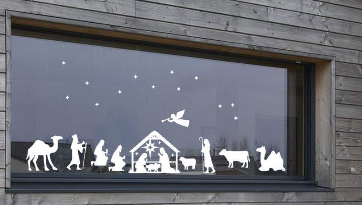 Rosami Kerststal raamstickers - 22-delige set herbruikbaar statisch vinyl
