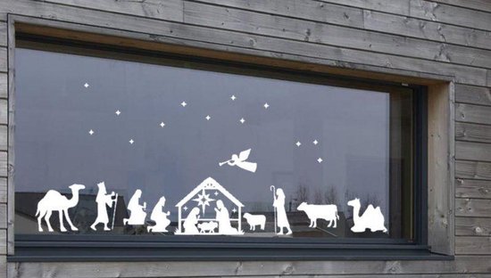 Kerststal raam stickerset herbruikbaar 22 delig | Rosami